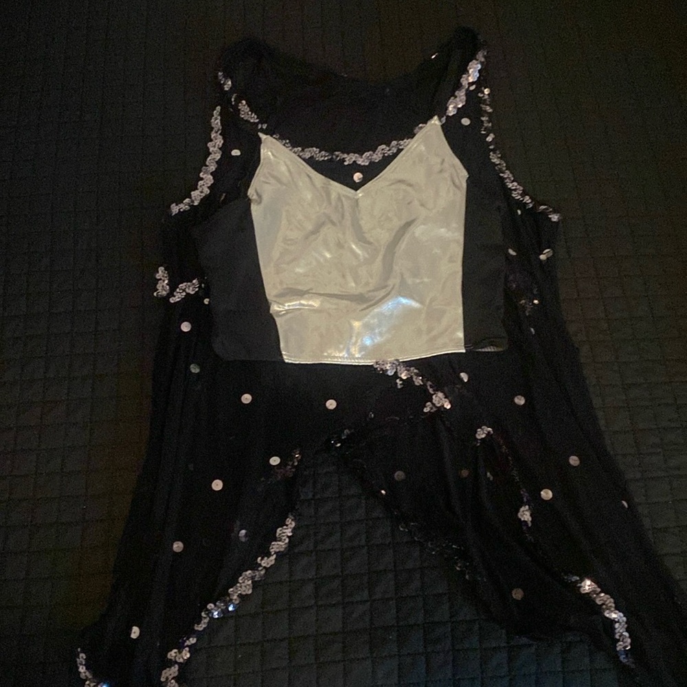 Silver black sparkle top